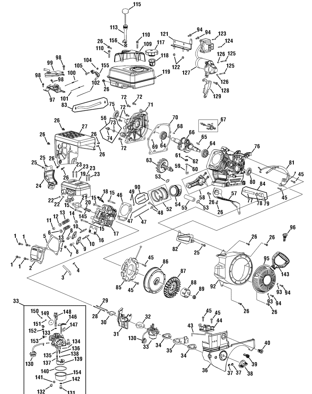 Engine Assembly 370-Sub Diagram and Parts List for 370 2009 & Before Cub Cadet Snow Blower